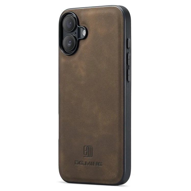 DG.MING For iPhone 16 Case PU Leather+PC+TPU Hybrid Phone Cover