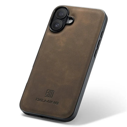 DG.MING For iPhone 16 Case PU Leather+PC+TPU Hybrid Phone Cover