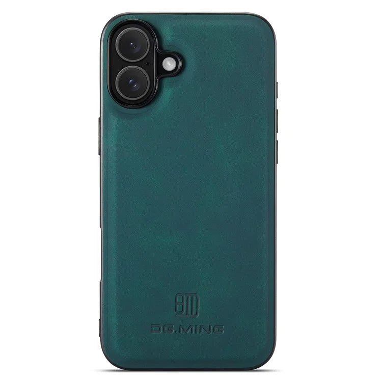 DG.MING For iPhone 16 Case PU Leather+PC+TPU Hybrid Phone Cover