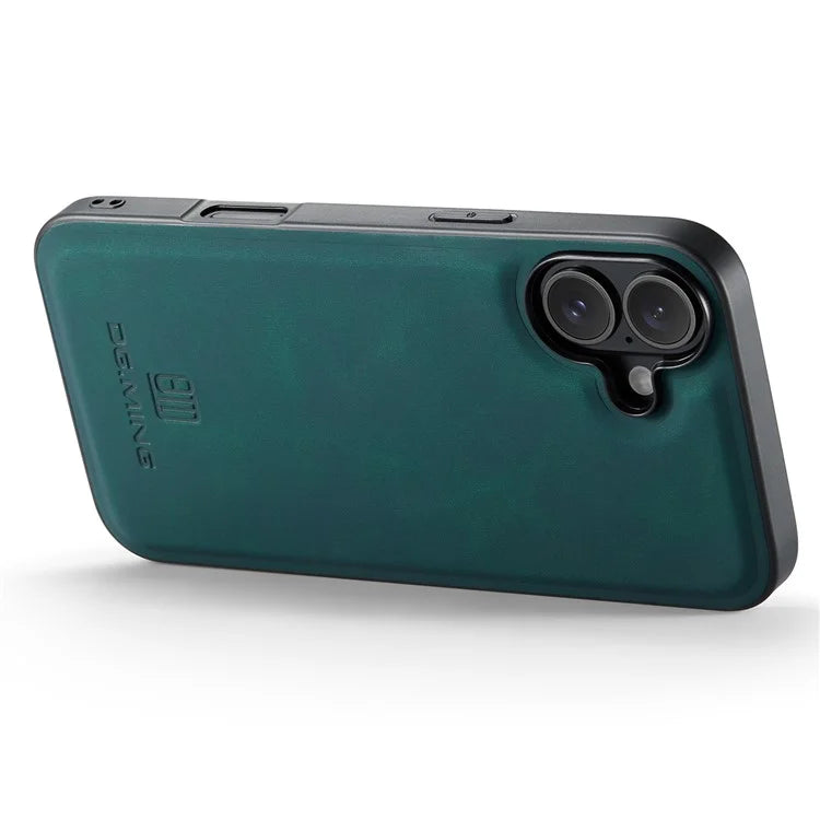 DG.MING For iPhone 16 Case PU Leather+PC+TPU Hybrid Phone Cover