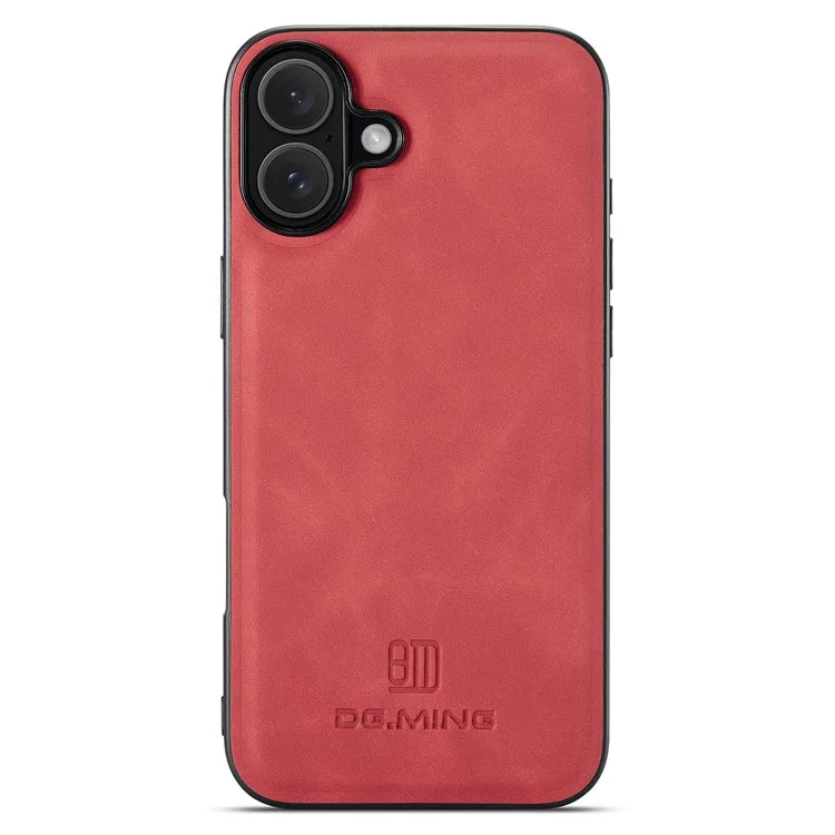 DG.MING For iPhone 16 Case PU Leather+PC+TPU Hybrid Phone Cover