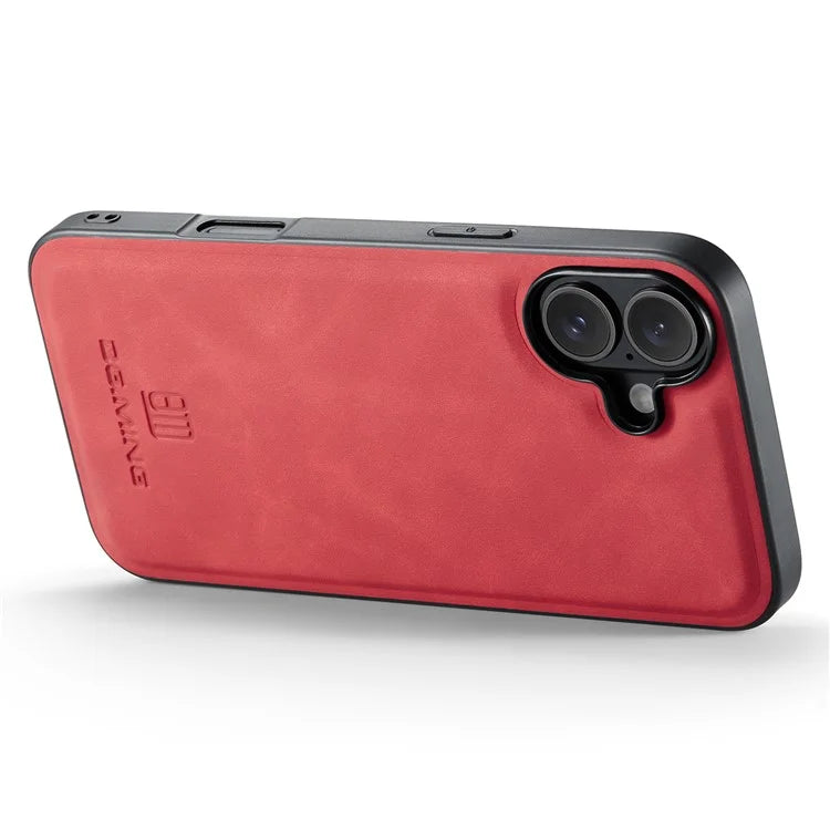 DG.MING For iPhone 16 Case PU Leather+PC+TPU Hybrid Phone Cover