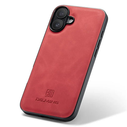 DG.MING For iPhone 16 Case PU Leather+PC+TPU Hybrid Phone Cover