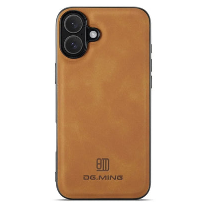 DG.MING For iPhone 16 Case PU Leather+PC+TPU Hybrid Phone Cover