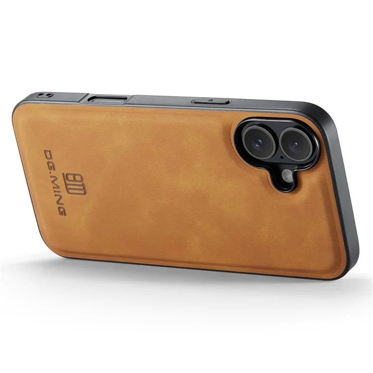 DG.MING For iPhone 16 Case PU Leather+PC+TPU Hybrid Phone Cover