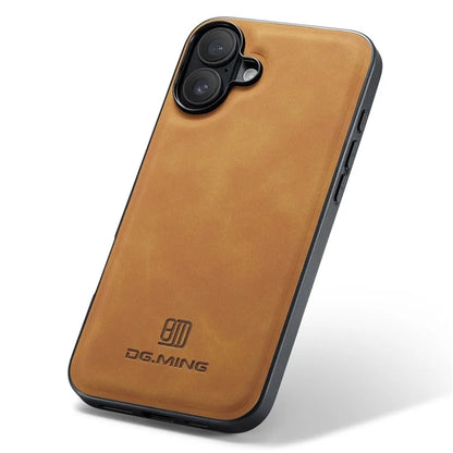 DG.MING For iPhone 16 Case PU Leather+PC+TPU Hybrid Phone Cover