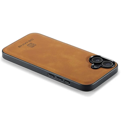 DG.MING For iPhone 16 Case PU Leather+PC+TPU Hybrid Phone Cover