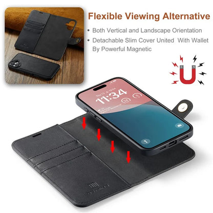 DG.MING for iPhone 16 Plus Case Detachable Split Leather Phone Cover