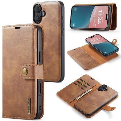 DG.MING for iPhone 16 Plus Case Detachable Split Leather Phone Cover