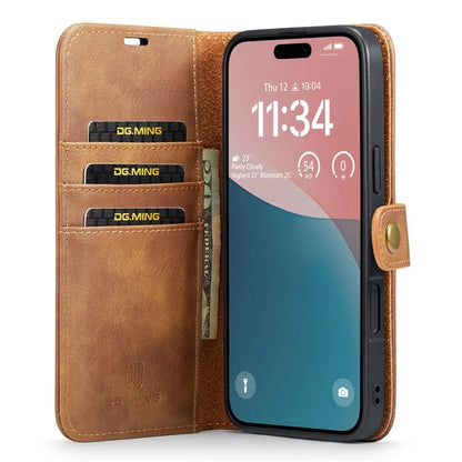 DG.MING for iPhone 16 Plus Case Detachable Split Leather Phone Cover