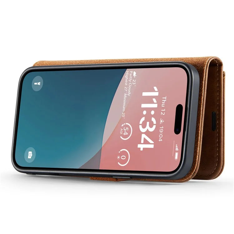 DG.MING for iPhone 16 Plus Case Detachable Split Leather Phone Cover