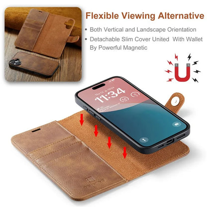 DG.MING for iPhone 16 Plus Case Detachable Split Leather Phone Cover