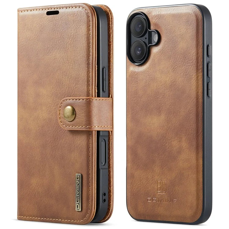 DG.MING for iPhone 16 Plus Case Detachable Split Leather Phone Cover