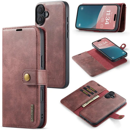 DG.MING for iPhone 16 Plus Case Detachable Split Leather Phone Cover