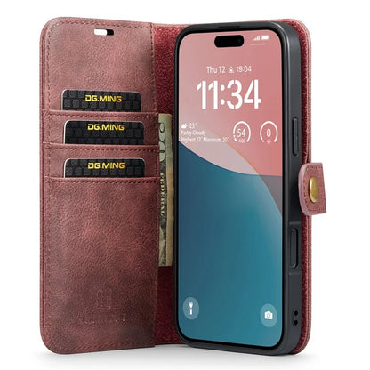 DG.MING for iPhone 16 Plus Case Detachable Split Leather Phone Cover