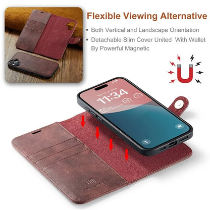 DG.MING for iPhone 16 Plus Case Detachable Split Leather Phone Cover