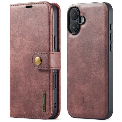 DG.MING for iPhone 16 Plus Case Detachable Split Leather Phone Cover
