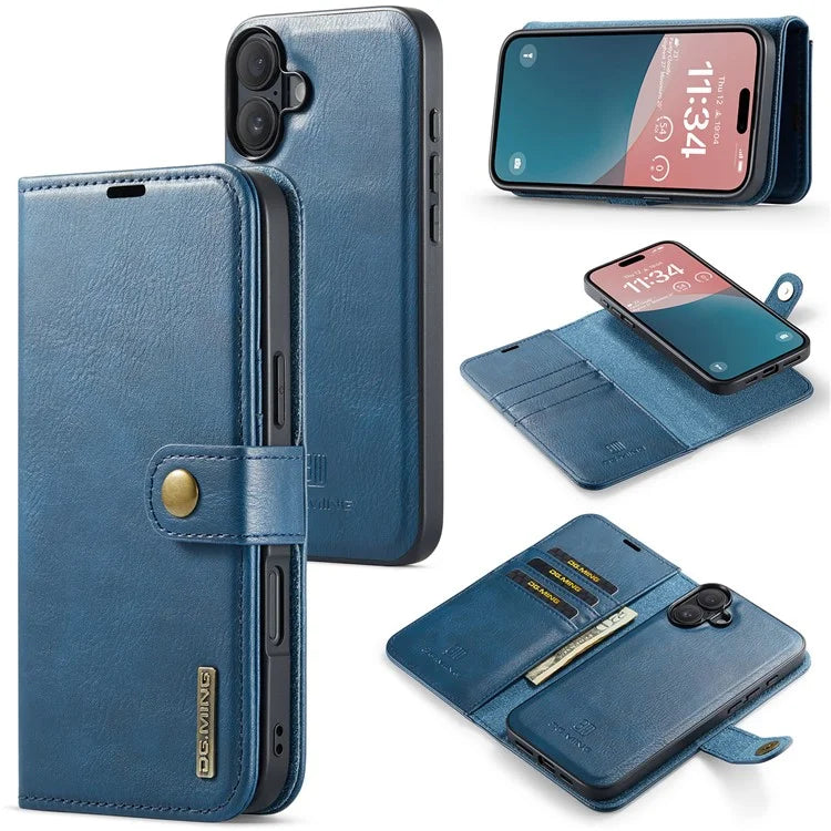 DG.MING for iPhone 16 Plus Case Detachable Split Leather Phone Cover