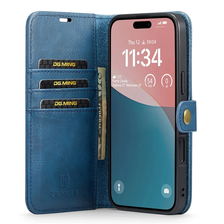 DG.MING for iPhone 16 Plus Case Detachable Split Leather Phone Cover