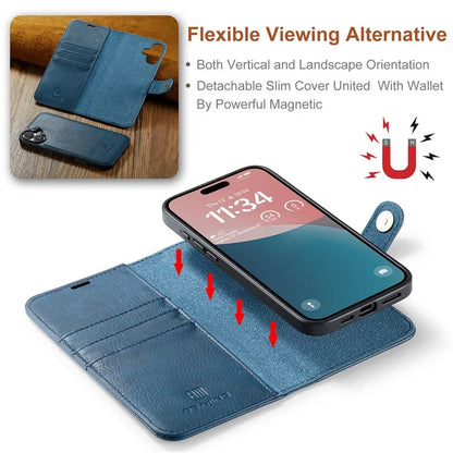 DG.MING for iPhone 16 Plus Case Detachable Split Leather Phone Cover