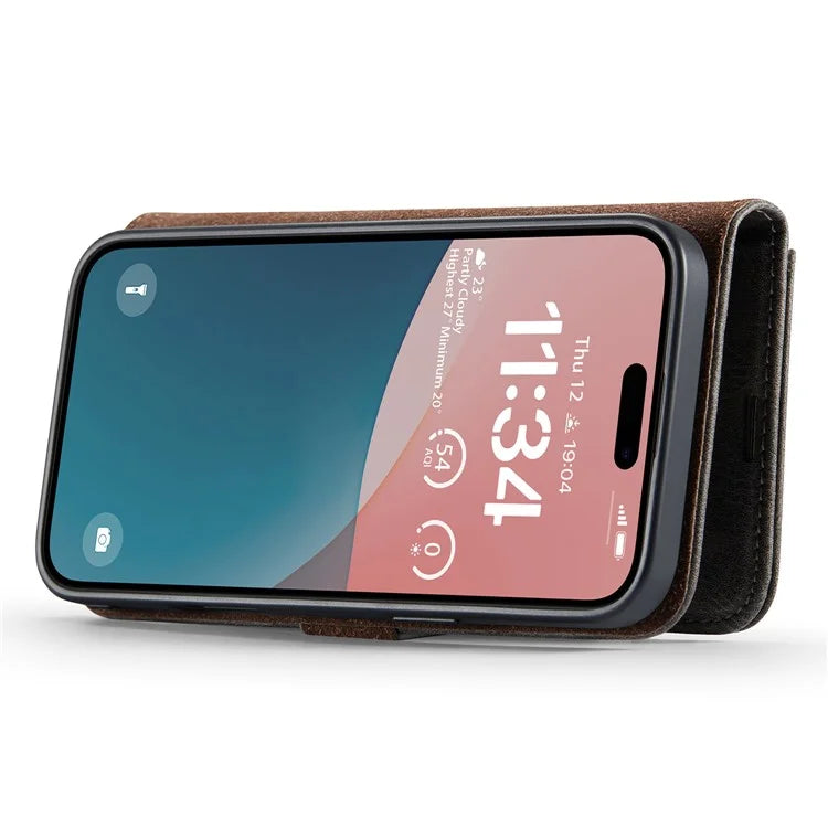 DG.MING for iPhone 16 Plus Case Detachable Split Leather Phone Cover
