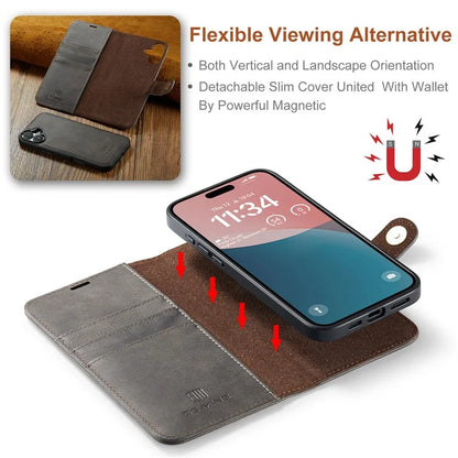 DG.MING for iPhone 16 Plus Case Detachable Split Leather Phone Cover