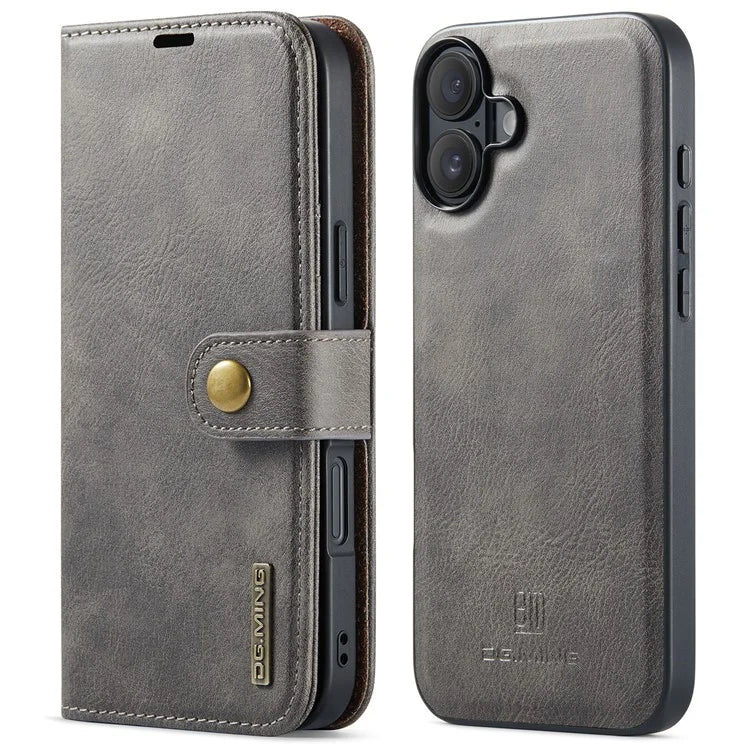 DG.MING for iPhone 16 Plus Case Detachable Split Leather Phone Cover