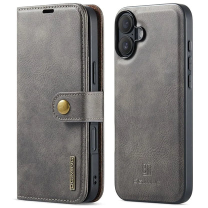 DG.MING for iPhone 16 Plus Case Detachable Split Leather Phone Cover