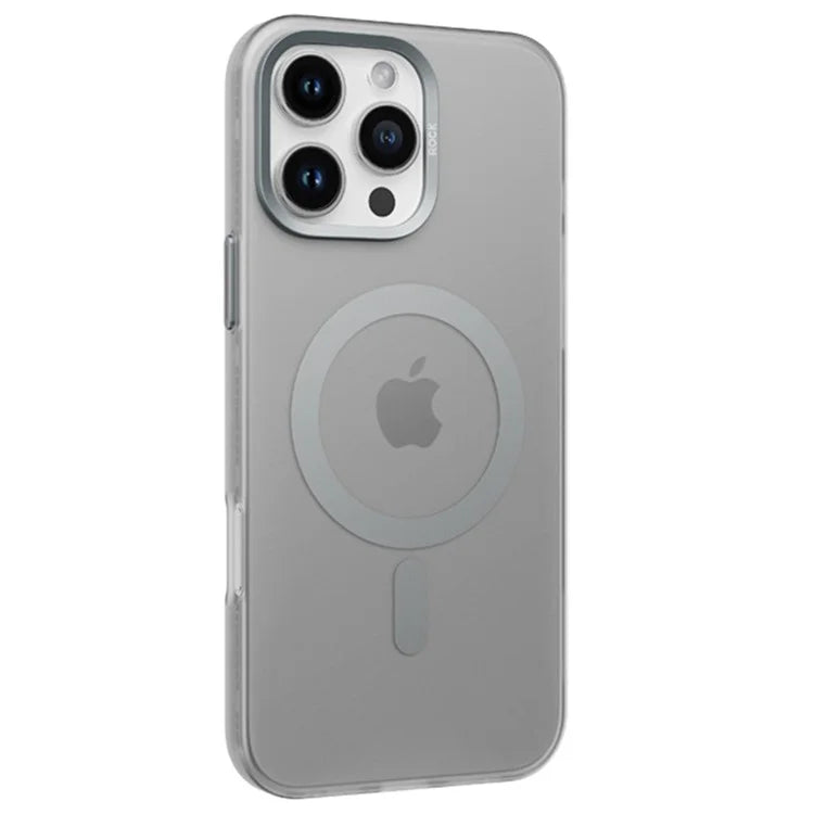 ROCK For iPhone 16 Pro Max Magnetic Case Anti-Drop Metal Lens Frame TPU+PC Matte Phone Cover