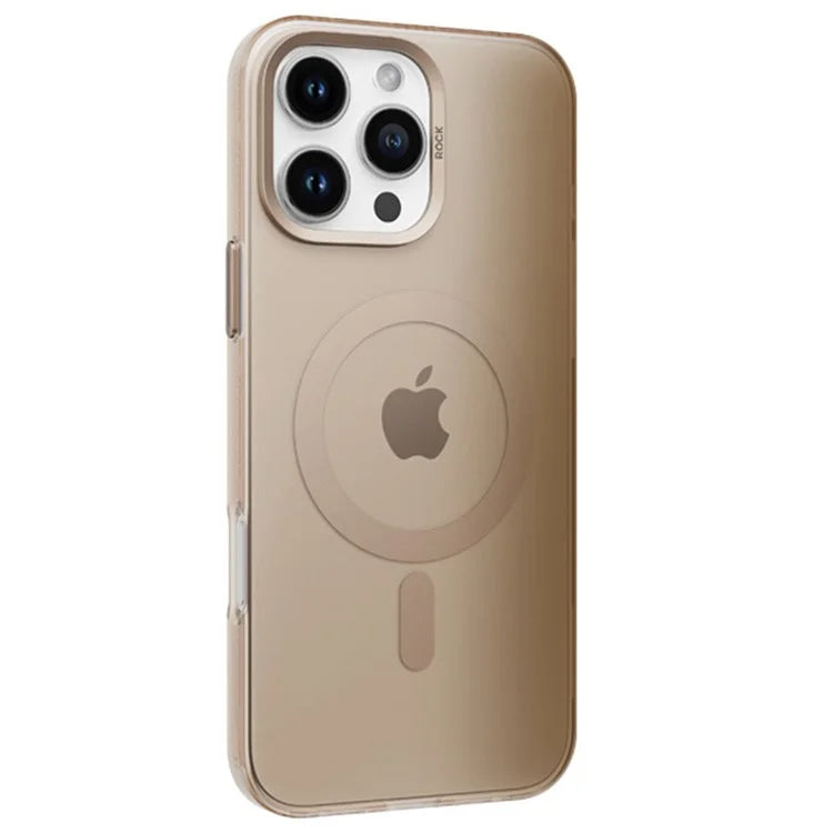 ROCK For iPhone 16 Pro Max Magnetic Case Anti-Drop Metal Lens Frame TPU+PC Matte Phone Cover
