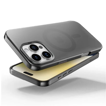 ROCK For iPhone 16 Pro Max Magnetic Case Anti-Drop Metal Lens Frame TPU+PC Matte Phone Cover
