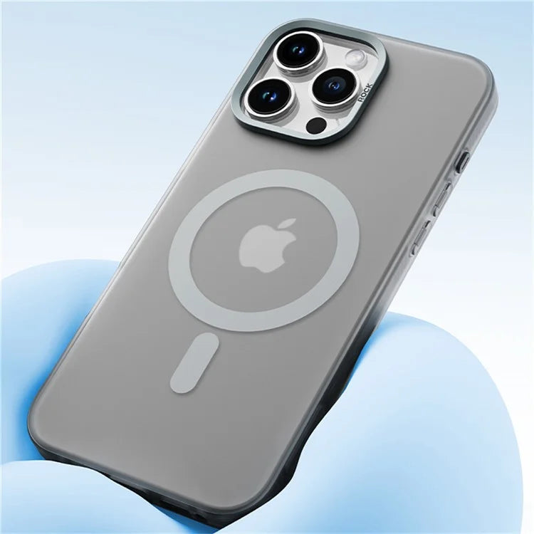 ROCK For iPhone 16 Pro Max Magnetic Case Anti-Drop Metal Lens Frame TPU+PC Matte Phone Cover