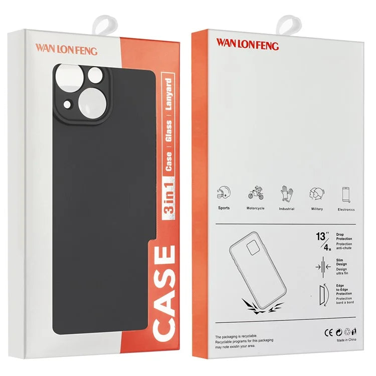 WANLONFENG MS Series for Xiaomi 14T TPU Case Matte Back Cover with Tempered Glass