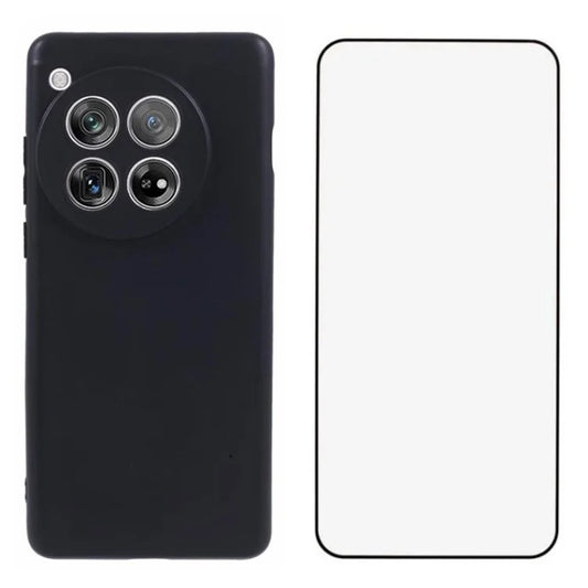 WANLONFENG MS Series for OnePlus 12 5G TPU Case Matte Back Cover with Tempered Glass