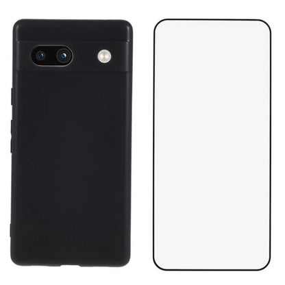 WANLONFENG MS Series for Google Pixel 7a TPU Case Matte Back Cover with Tempered Glass