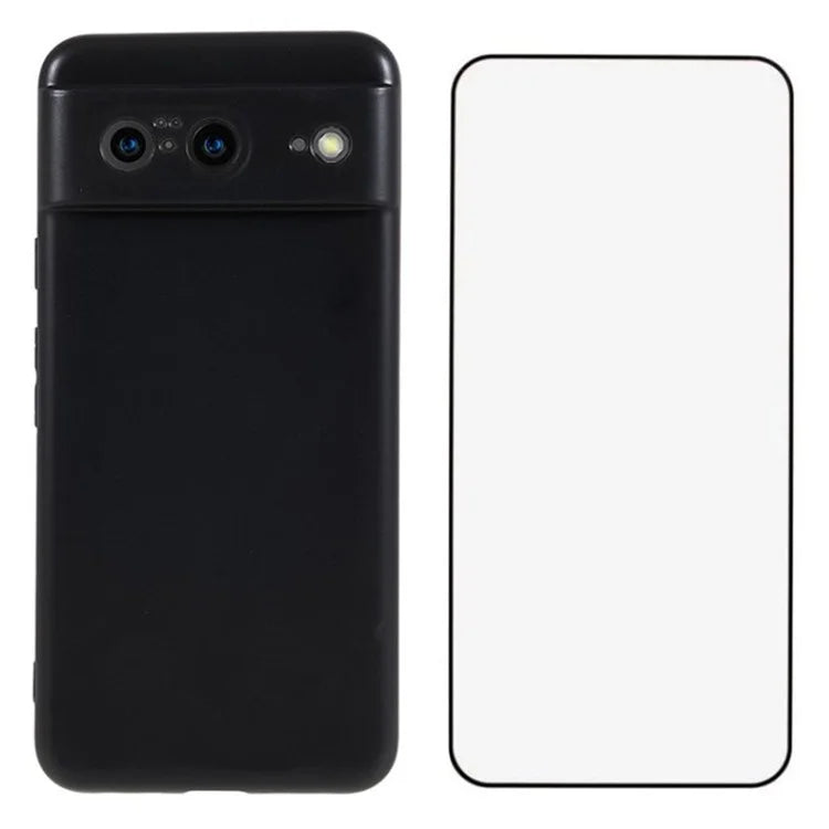 WANLONFENG MS Series for Google Pixel 8 TPU Case Matte Back Cover with Tempered Glass