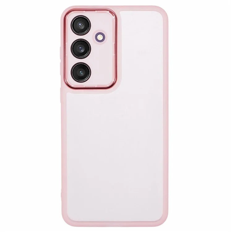 WANLONFENG DKSM Series for Samsung Galaxy S24 FE TPU Case Electroplated Frame Phone Cover with Tempered Glass