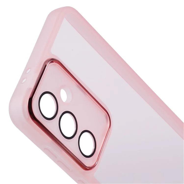 WANLONFENG DKSM Series for Samsung Galaxy S24 FE TPU Case Electroplated Frame Phone Cover with Tempered Glass