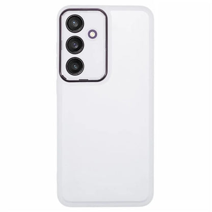 WANLONFENG DKSM Series for Samsung Galaxy S24 FE TPU Case Electroplated Frame Phone Cover with Tempered Glass