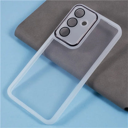 WANLONFENG DKSM Series for Samsung Galaxy S24 FE TPU Case Electroplated Frame Phone Cover with Tempered Glass