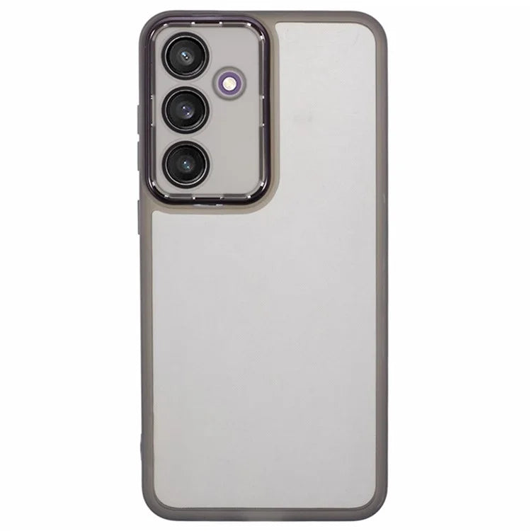 WANLONFENG DKSM Series for Samsung Galaxy S24 FE TPU Case Electroplated Frame Phone Cover with Tempered Glass