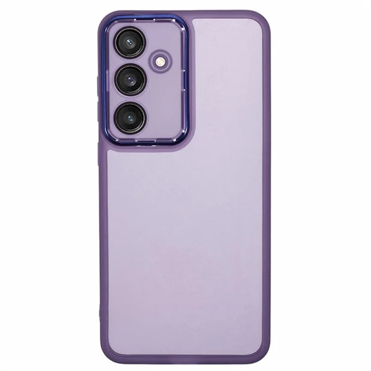 WANLONFENG DKSM Series for Samsung Galaxy S24 FE TPU Case Electroplated Frame Phone Cover with Tempered Glass