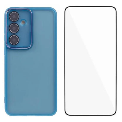 WANLONFENG DKSM Series for Samsung Galaxy S24 TPU Case Electroplated Frame Phone Cover with Tempered Glass