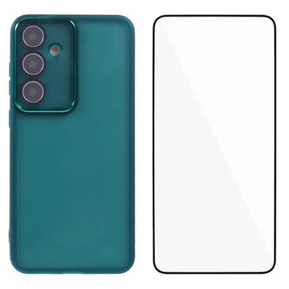 WANLONFENG DKSM Series for Samsung Galaxy S24 TPU Case Electroplated Frame Phone Cover with Tempered Glass