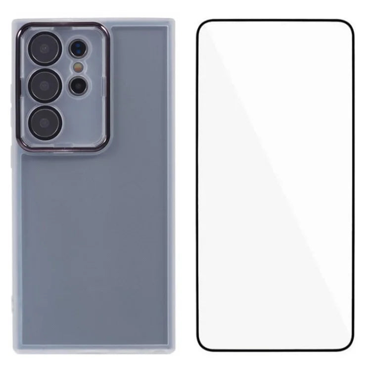 WANLONFENG DKSM Series for Samsung Galaxy S24 Ultra TPU Case Electroplated Frame Phone Cover with Tempered Glass