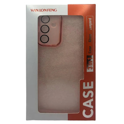WANLONFENG DKSM Series for Samsung Galaxy S23 Ultra TPU Case Electroplated Frame Phone Cover with Tempered Glass