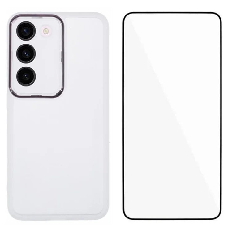 WANLONFENG DKSM Series for Samsung Galaxy S23+ TPU Case Electroplated Frame Phone Cover with Tempered Glass
