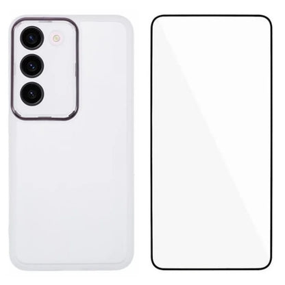 WANLONFENG DKSM Series for Samsung Galaxy S23+ TPU Case Electroplated Frame Phone Cover with Tempered Glass