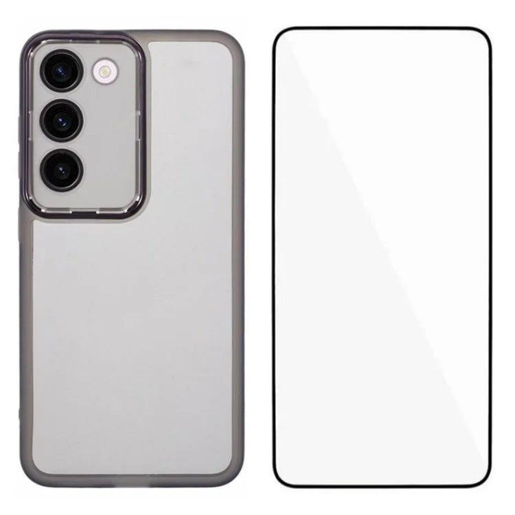 WANLONFENG DKSM Series for Samsung Galaxy S23+ TPU Case Electroplated Frame Phone Cover with Tempered Glass