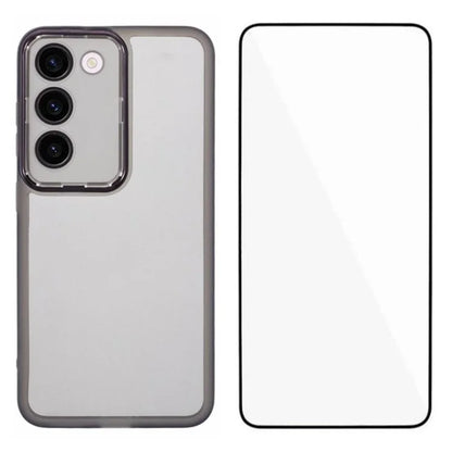 WANLONFENG DKSM Series for Samsung Galaxy S23+ TPU Case Electroplated Frame Phone Cover with Tempered Glass